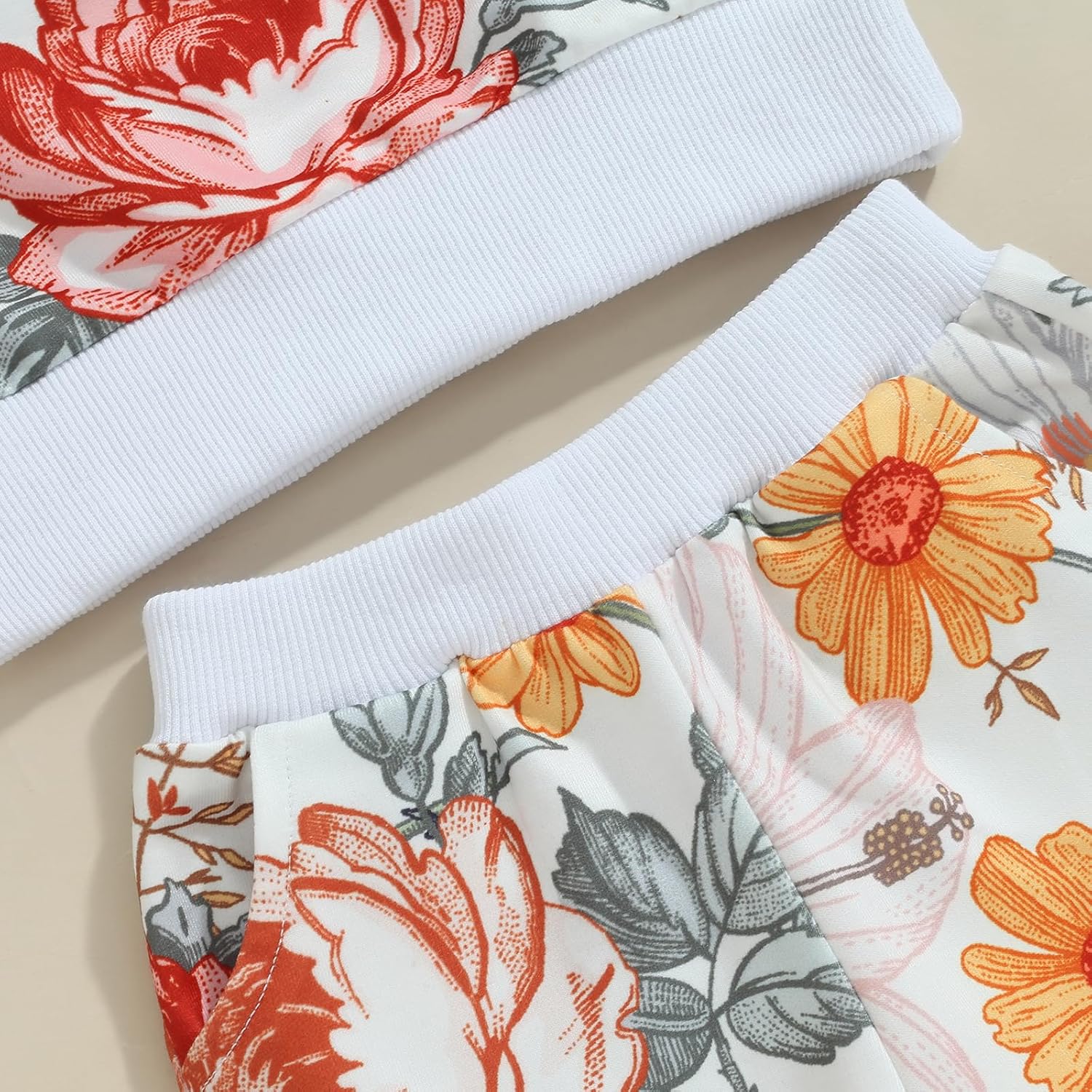 Cute Fall Girls Set with Soft Material and Floral Design