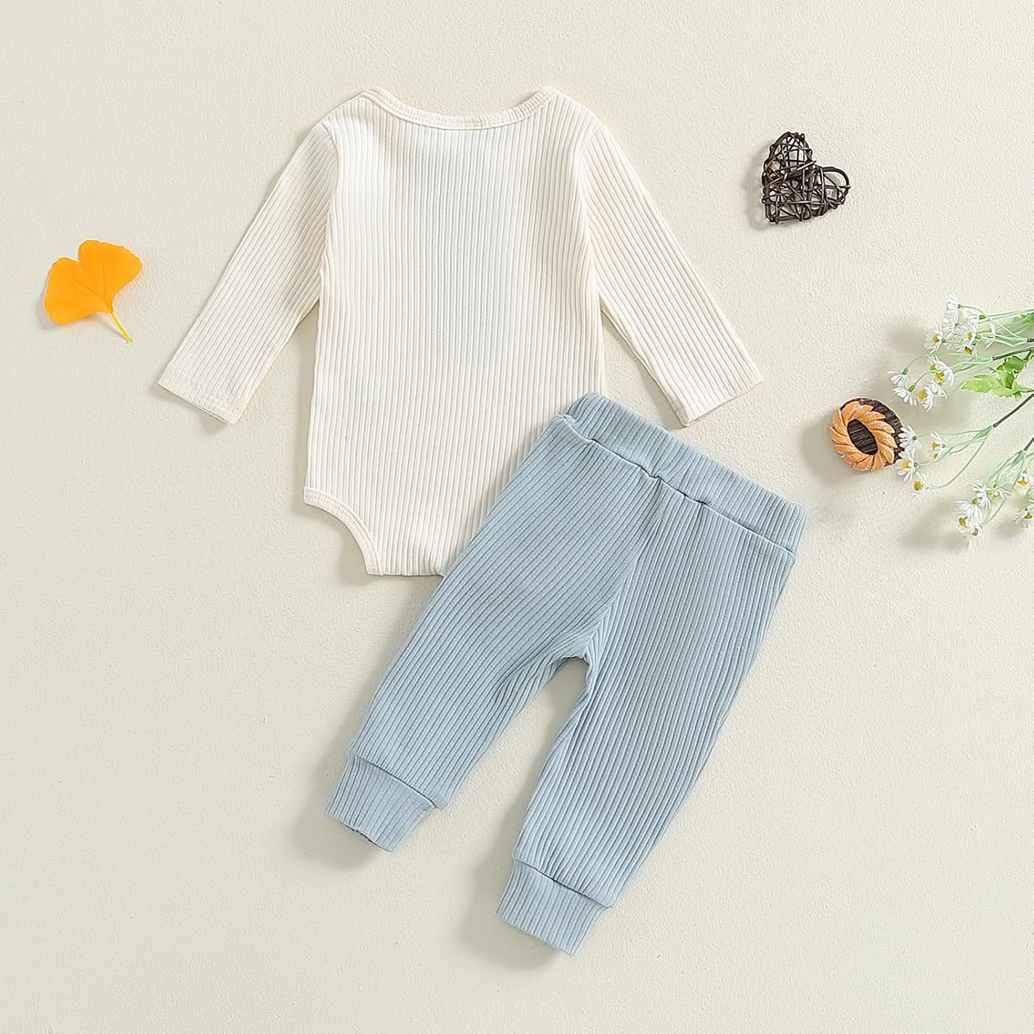 Baby Boy 3-6-12-18 Months Ribbed Knit Romper and Pants Set
