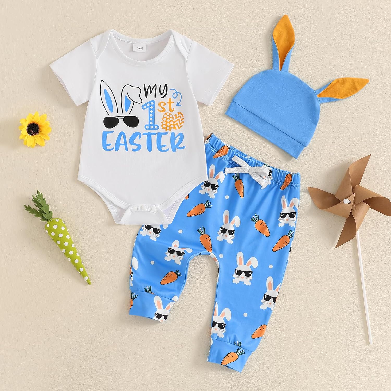 Newborn Baby Rabbit Romper Set for Easter - 3-Piece Design