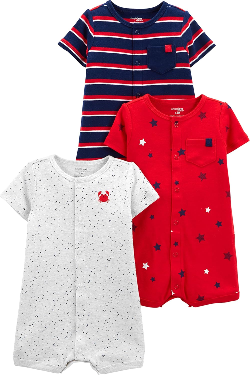 3-Pack Snap-Up Rompers for Babies