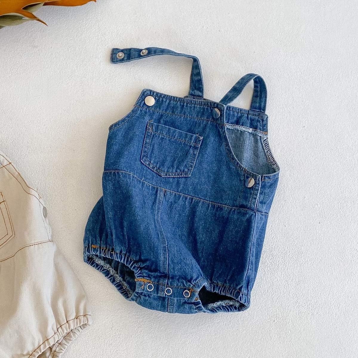 HOOLCHEAN Baby Denim Bodysuit With Straps