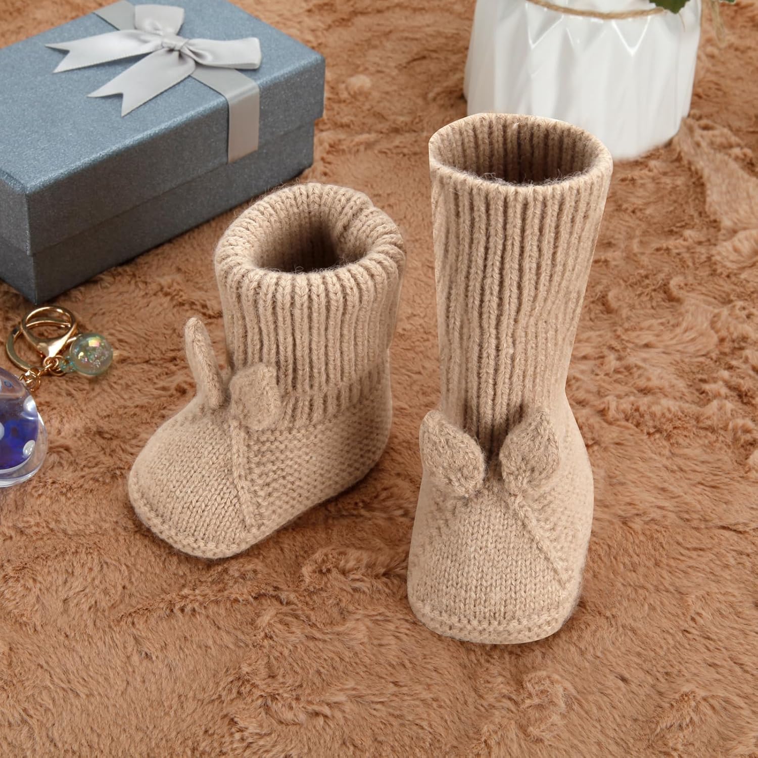 Loyfoky Baby Booties Newborn First Walkers Knit Boots Warm Crib Socks