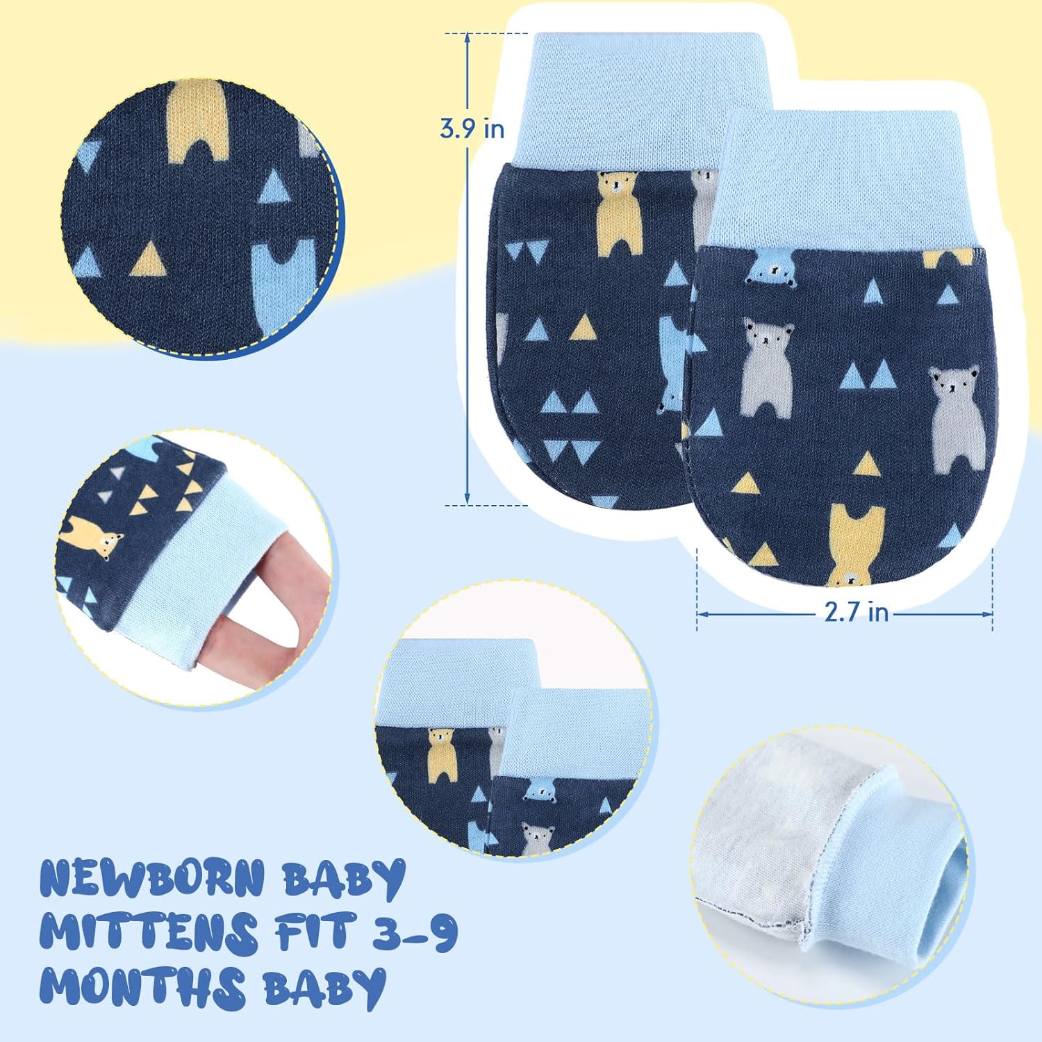 Geyoga 6 Pair Newborn Baby Mittens No Scratch