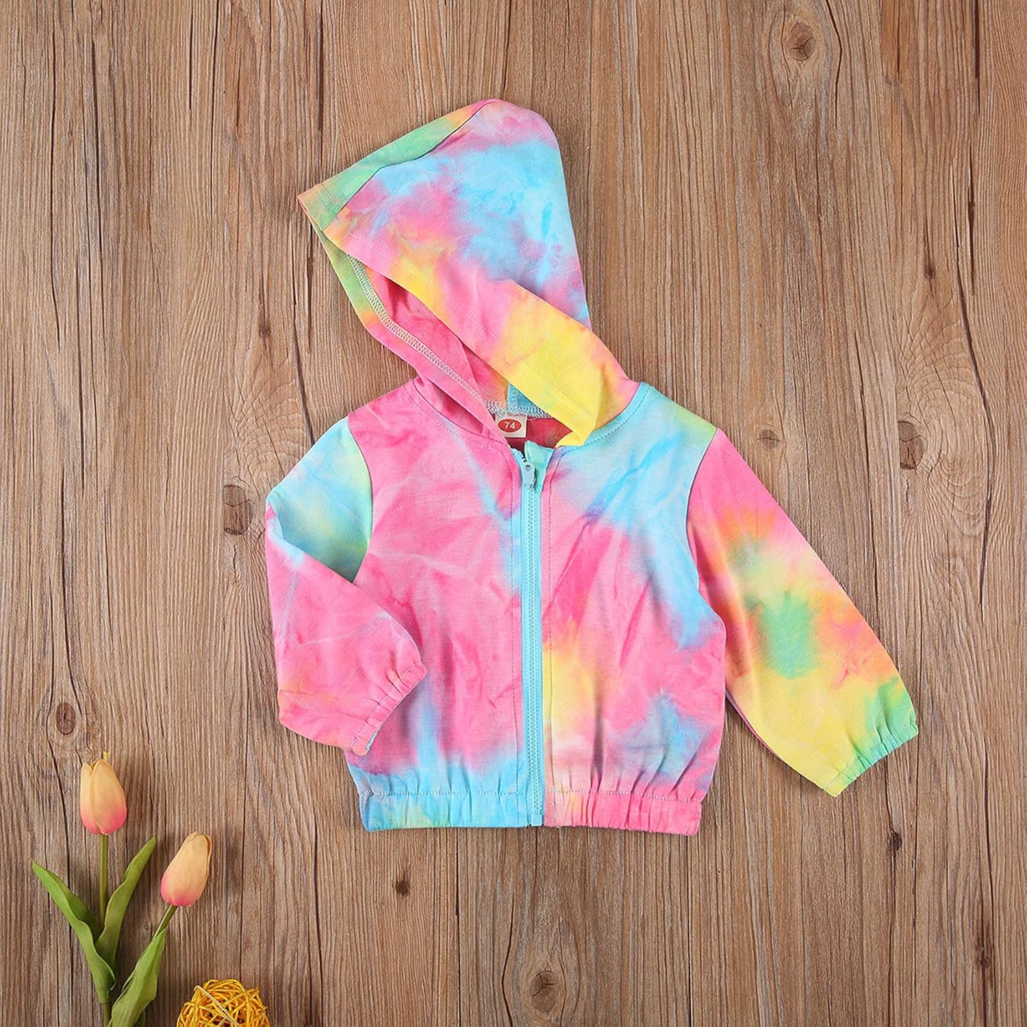 Lefyira - Rainbow Tie-Dye Long Sleeve Windbreaker Jacket for Babies