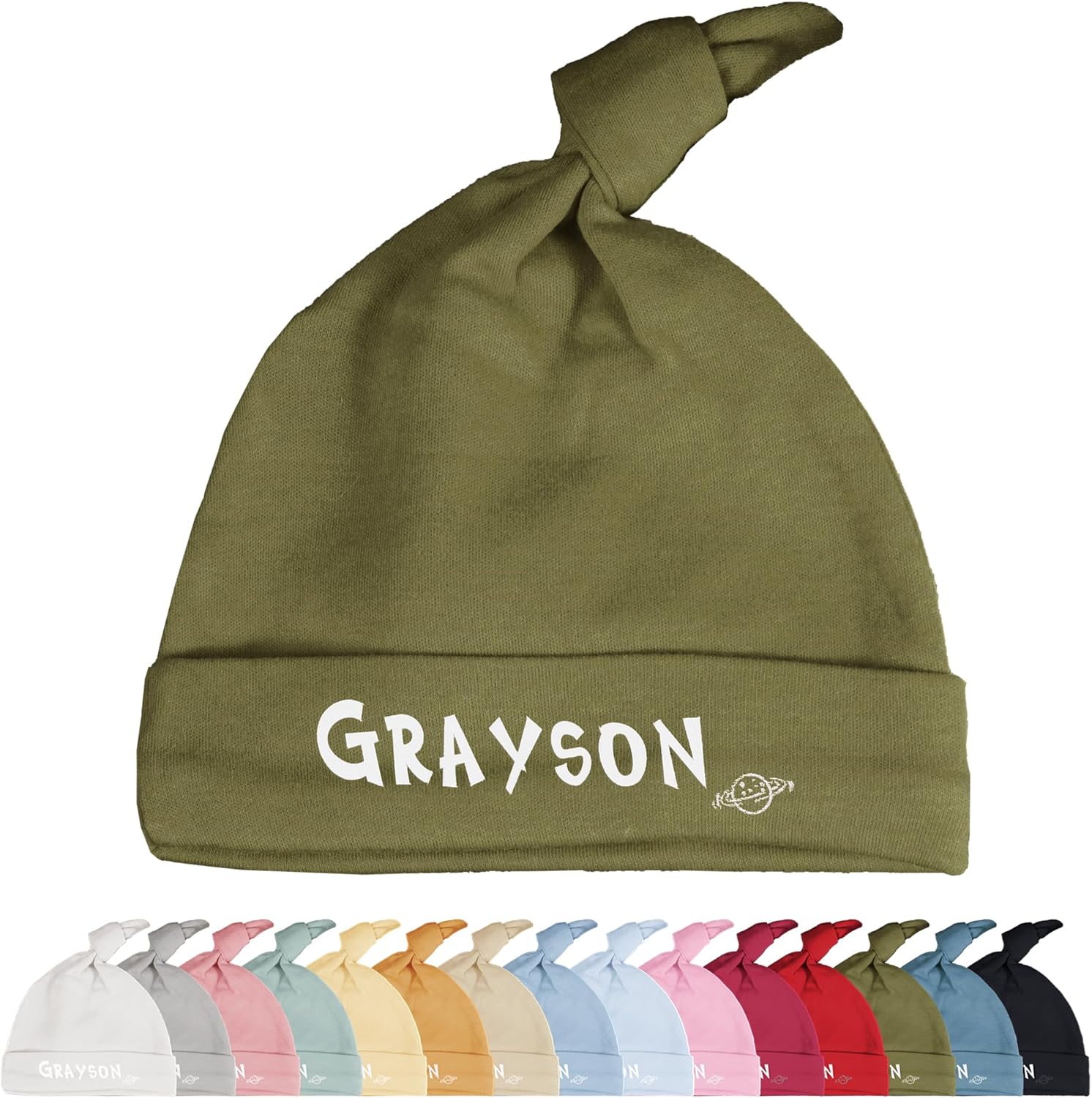 Personalized Embroidered Baby Hat with Name in White