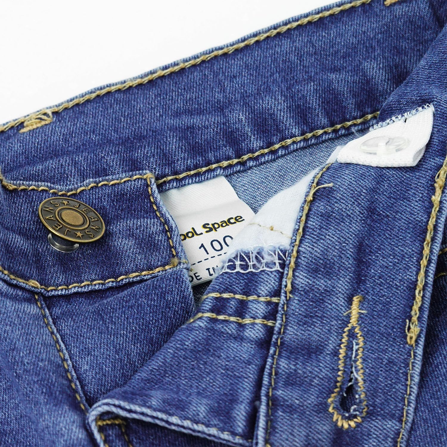 KIDSCOOL SPACE Baby Little Girls Washed Denim Jeans