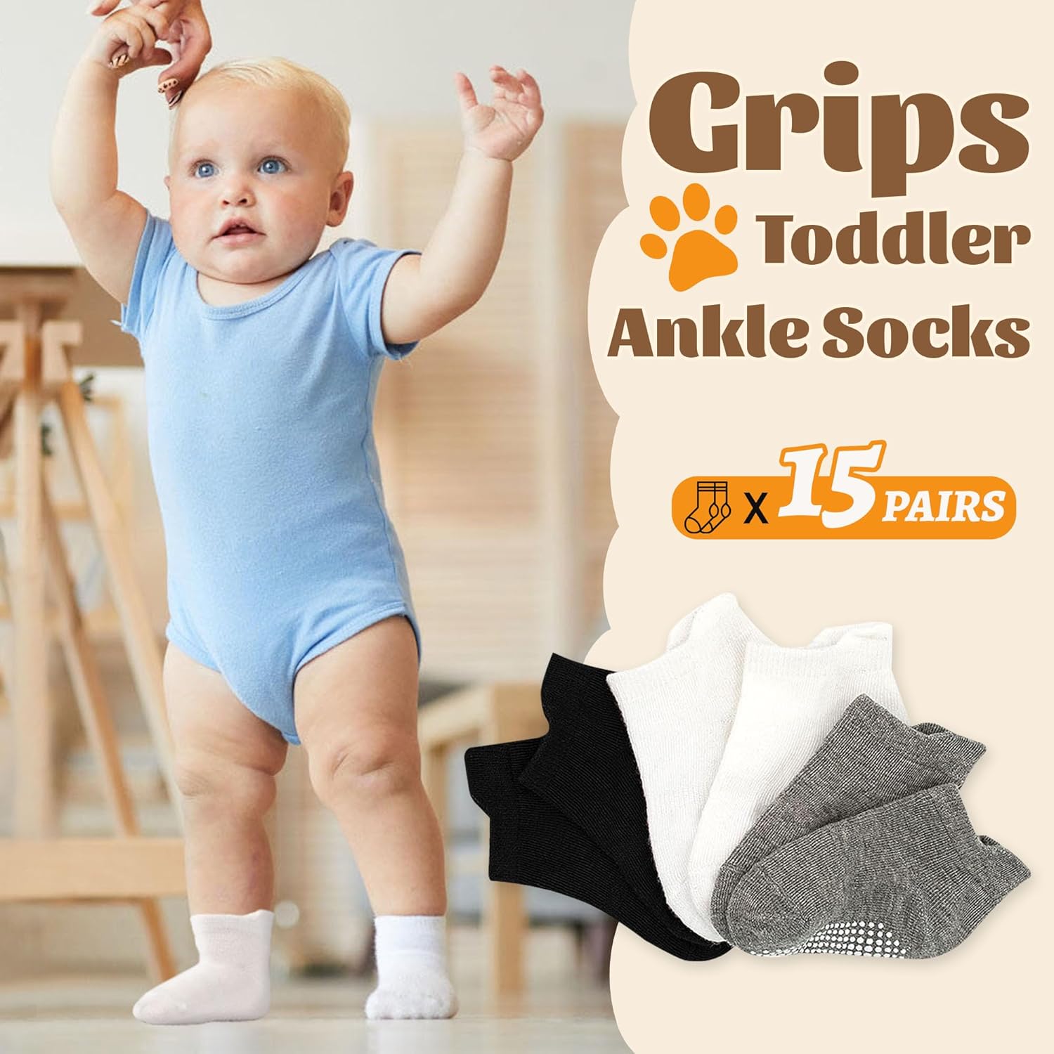 Non-Slip Toddler Socks for 1-7 Years