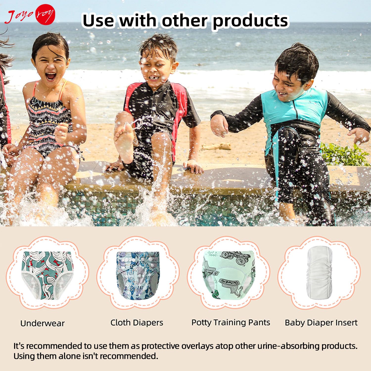 Perfect 4Pcs Cloth Diaper Covers Reusable 3T Waterproof Leak-Proof Easy to Wash