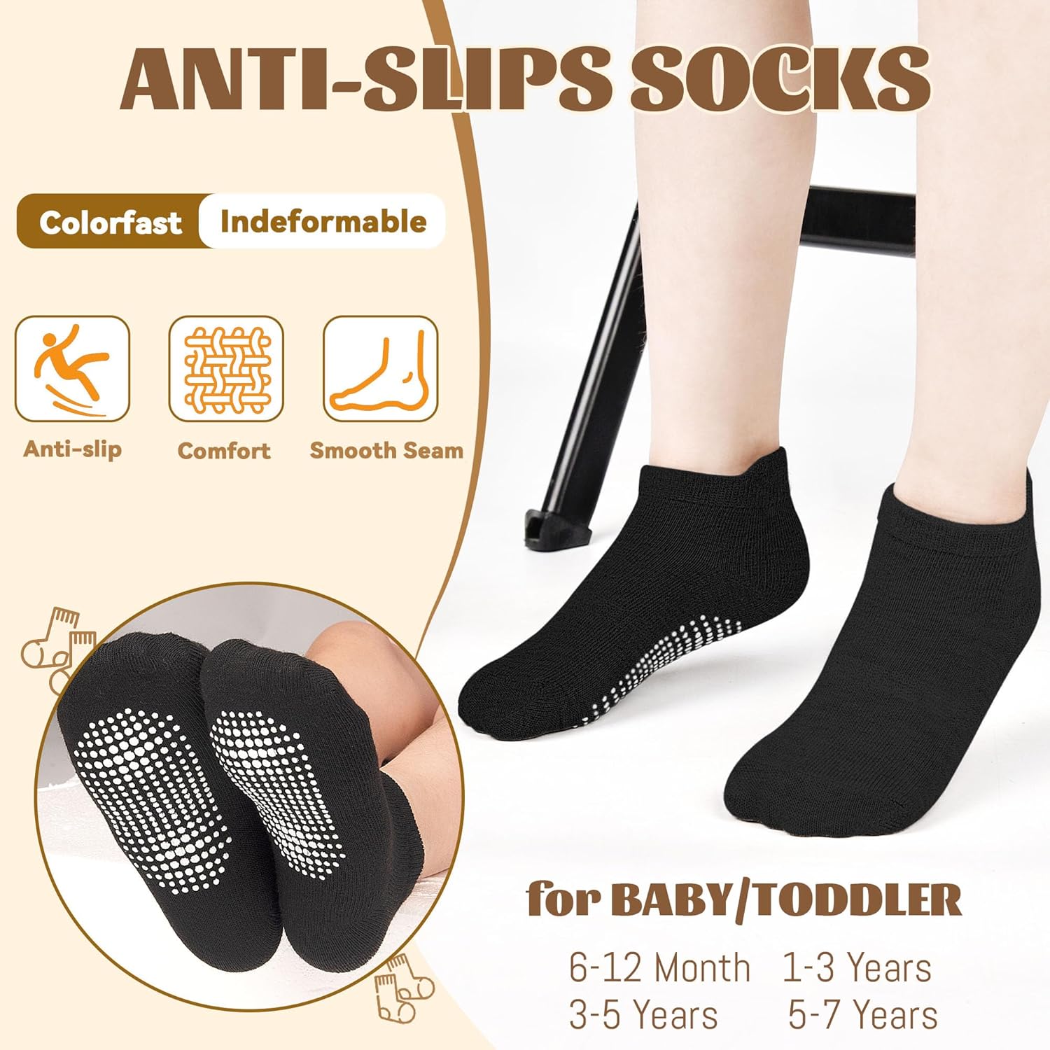 Non-Slip Toddler Socks for 1-7 Years
