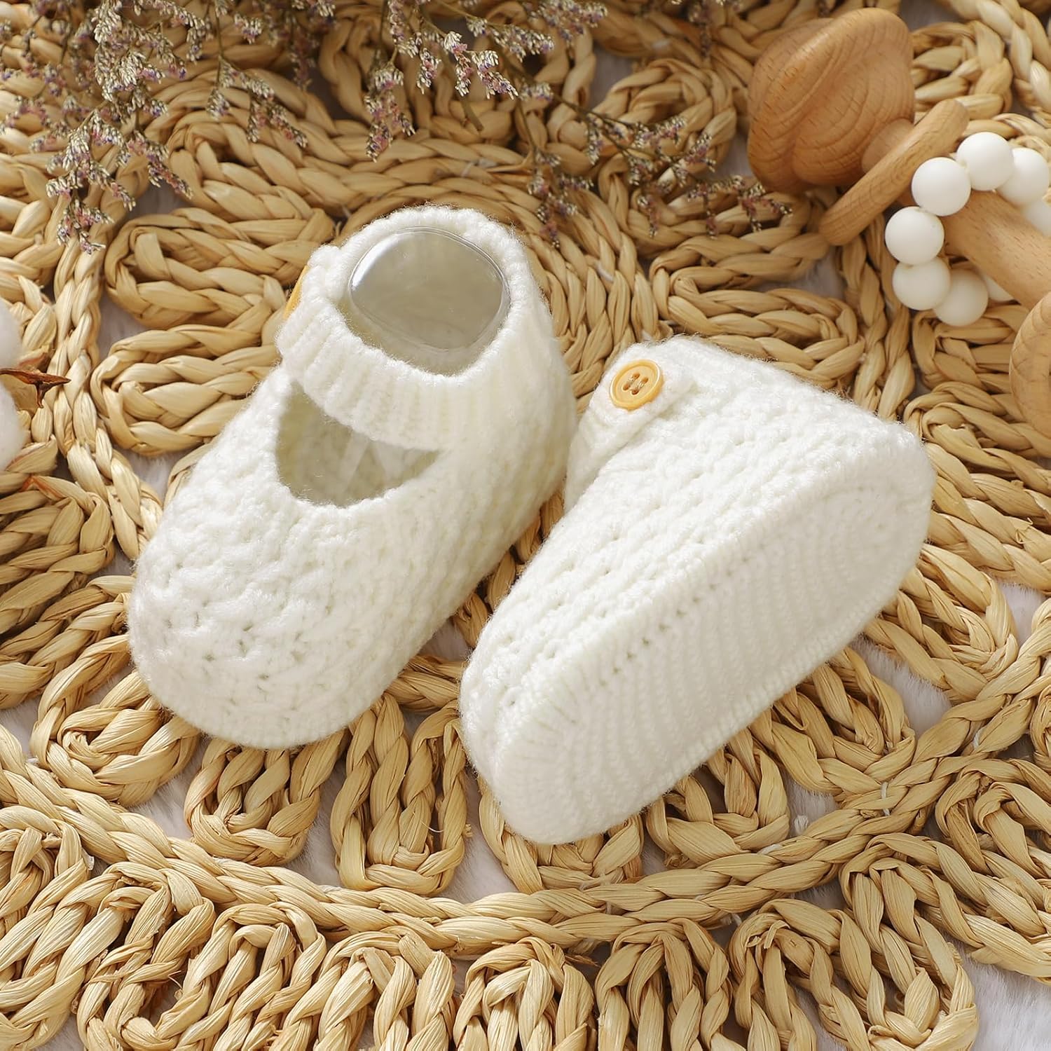Opewod Baby Booties Soft Warm Hand Knit Socks Shoes for Newborn
