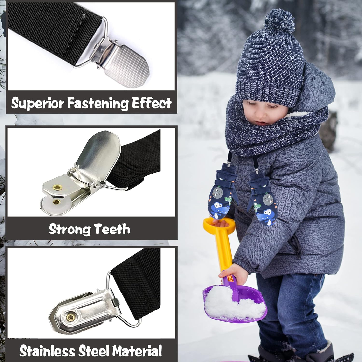UTTPLL Stainless Steel Glove Clips for Kids Winter Mittens Clips