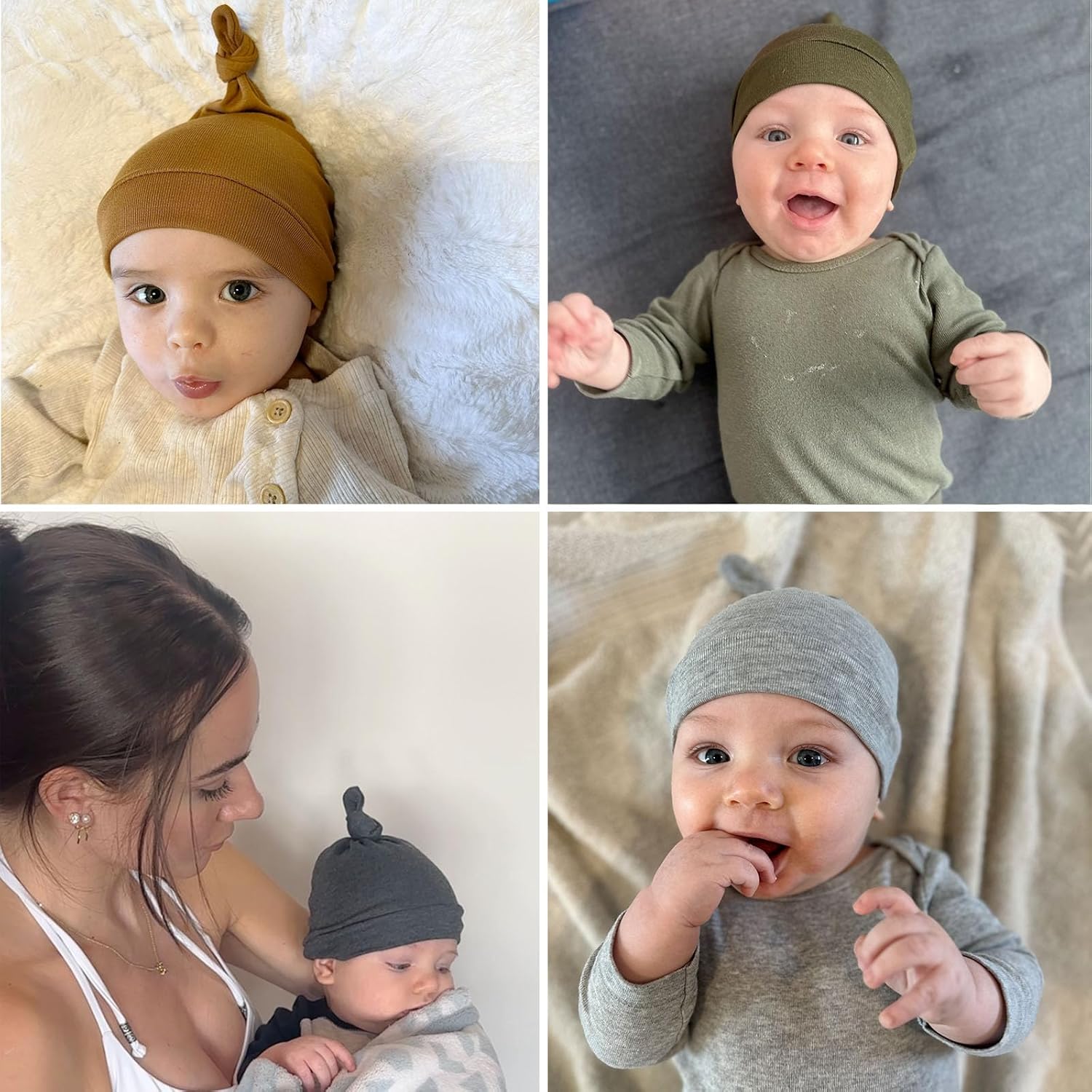 8-Piece Baby Adjustment Hats Set for Newborns