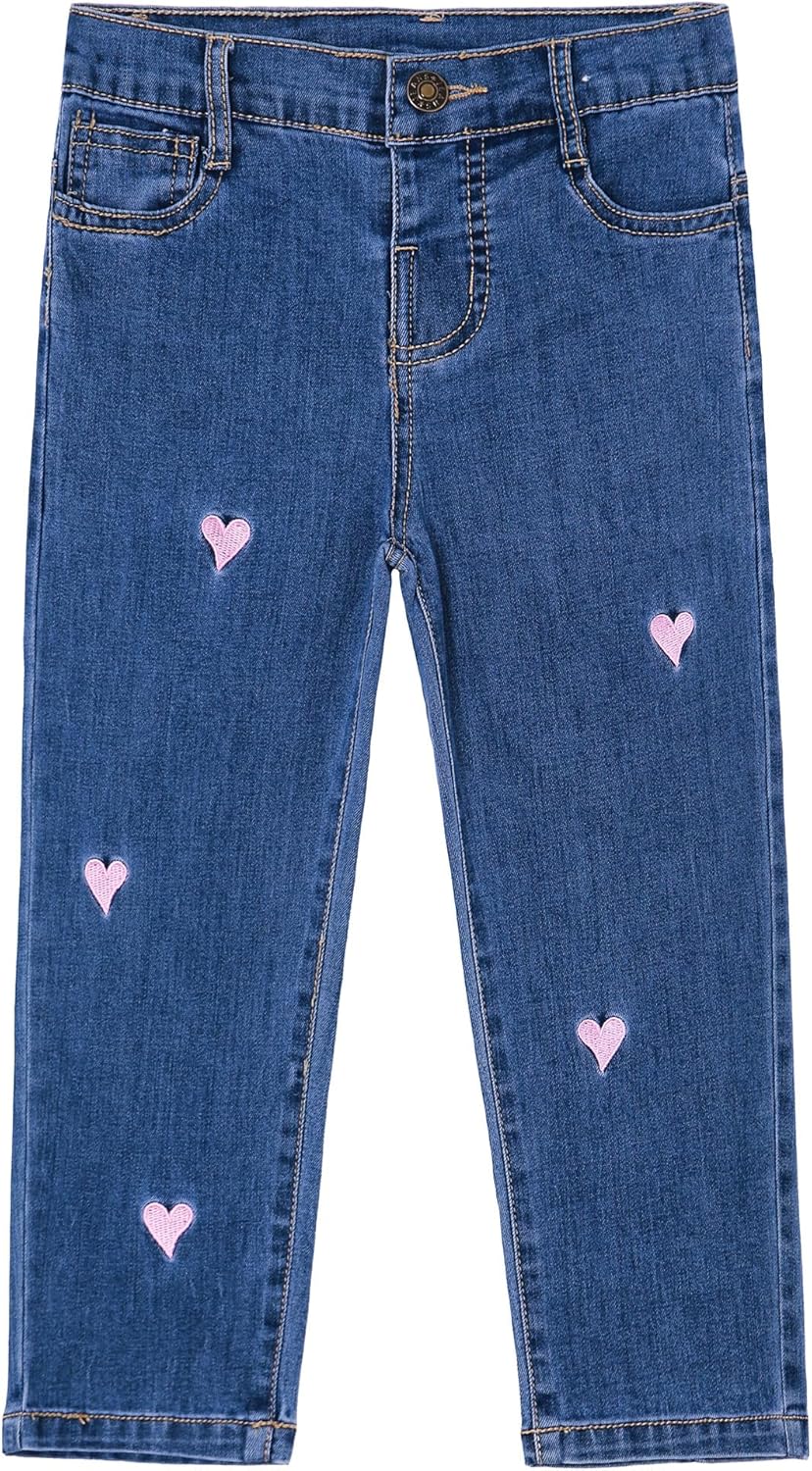 KIDSCOOL SPACE Baby Little Girls Washed Denim Jeans