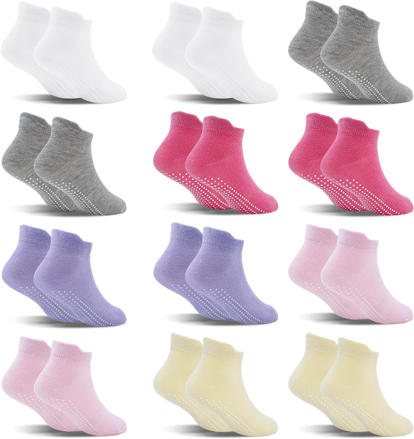 SkiBeaut 12 Pairs Toddler Non Slip Socks for Kids