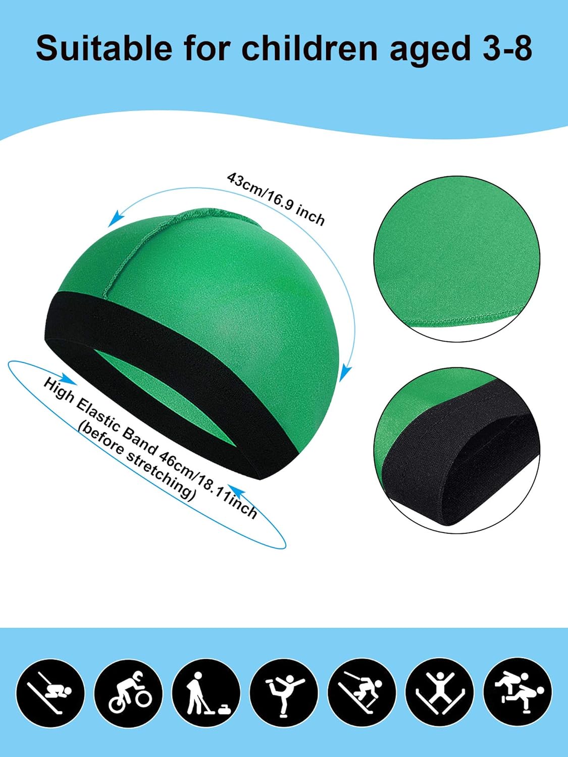 6-Piece Kids Satin Wave Caps