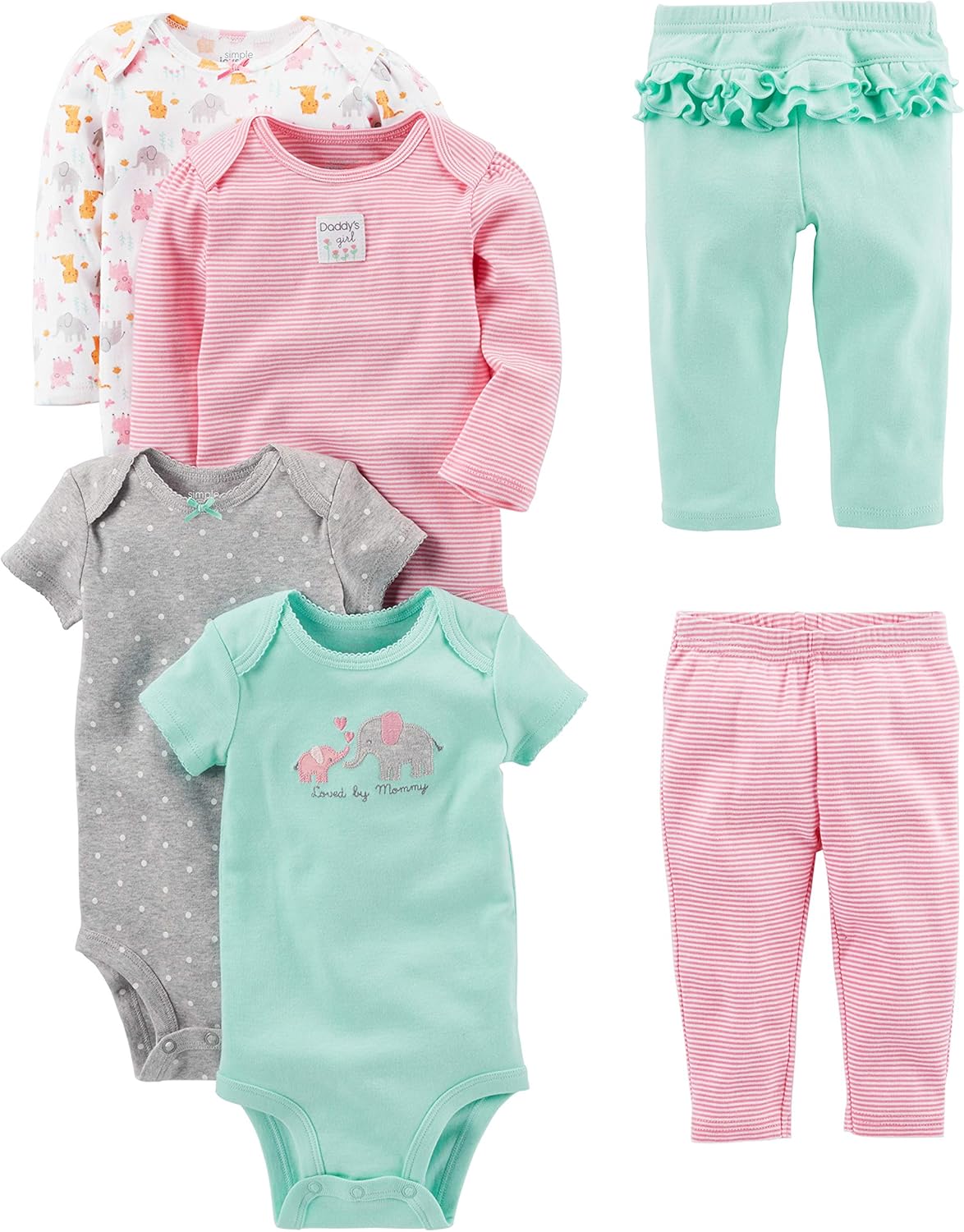 Simple Joys by Carters Baby Girls 6-Piece Bodysuit Pants Set