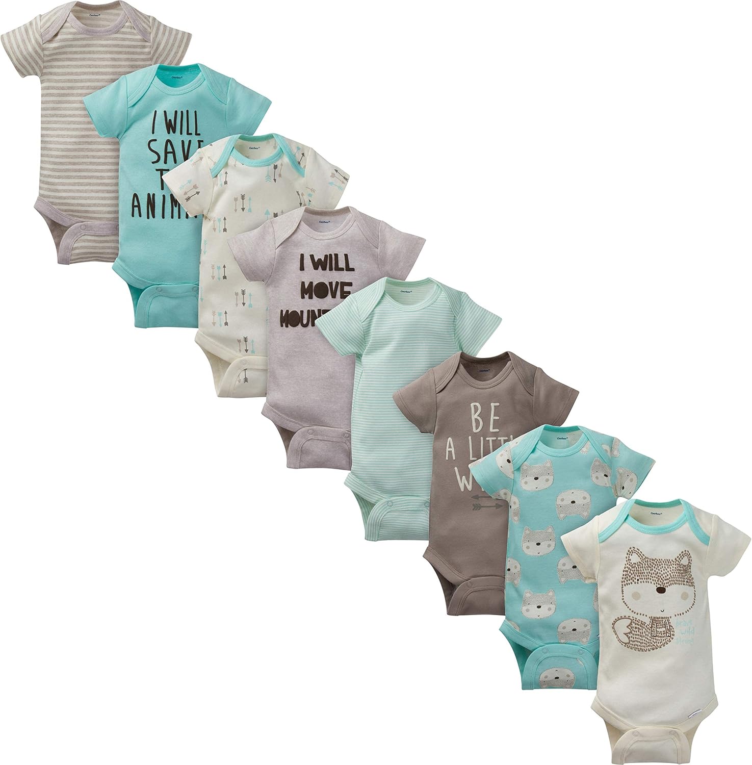 Perfect forGerber Baby 8-Pack Short Sleeve Onesie Bodysuits
