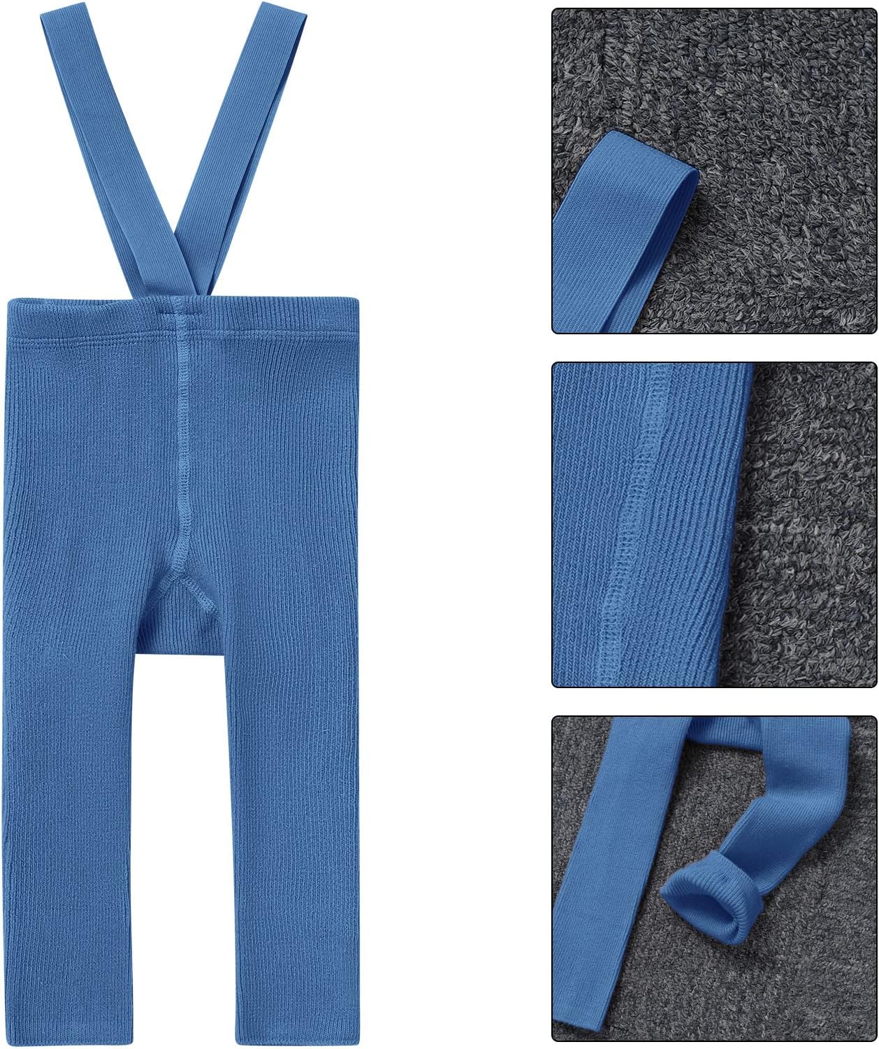 IDOPIP Infant Ribbed Leggings with Suspender Pants for Girl Boy 6-18M