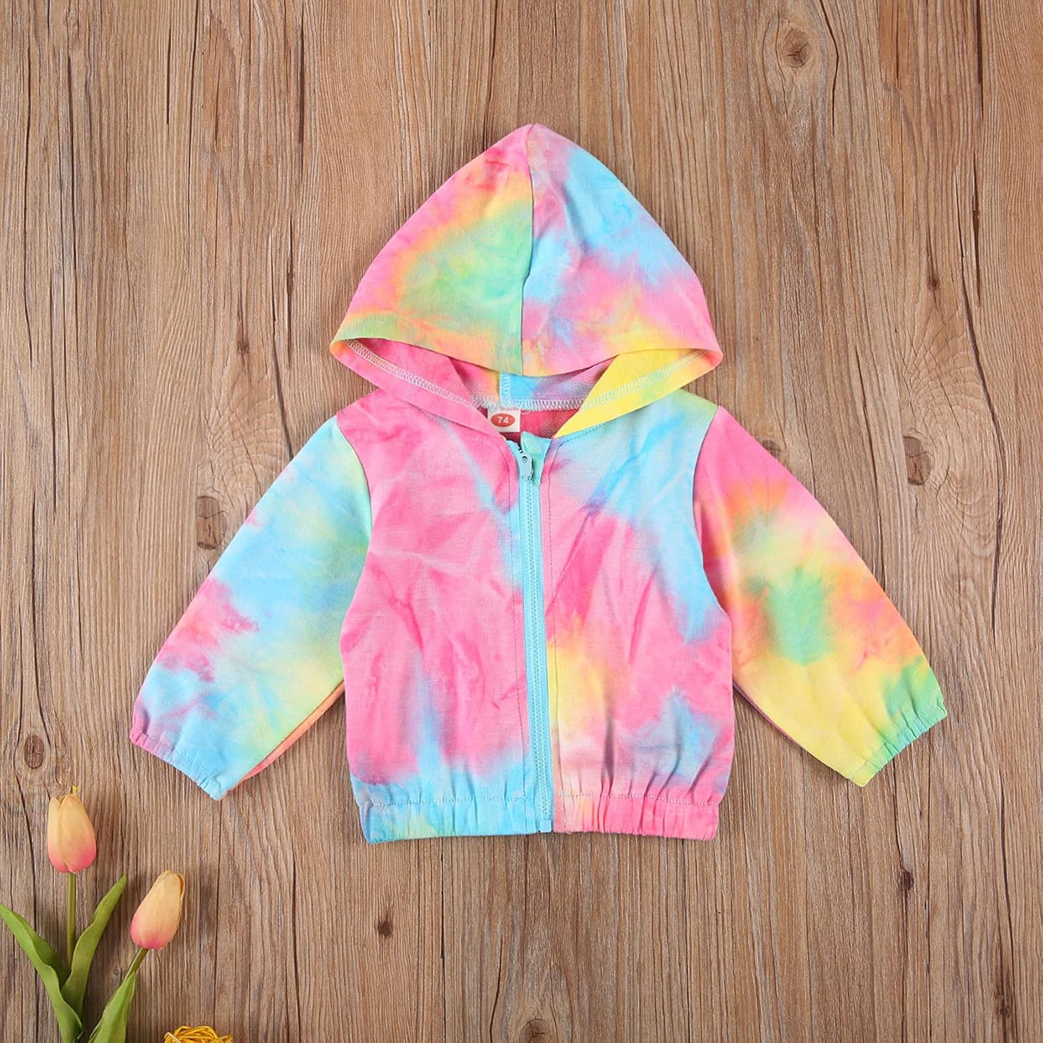 Lefyira - Rainbow Tie-Dye Long Sleeve Windbreaker Jacket for Babies