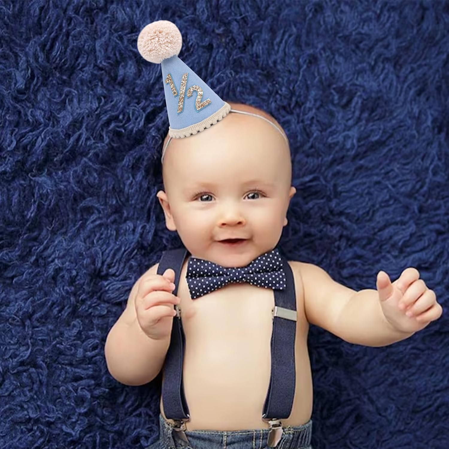 Six Months Half Birthday Cone Hat for Babies