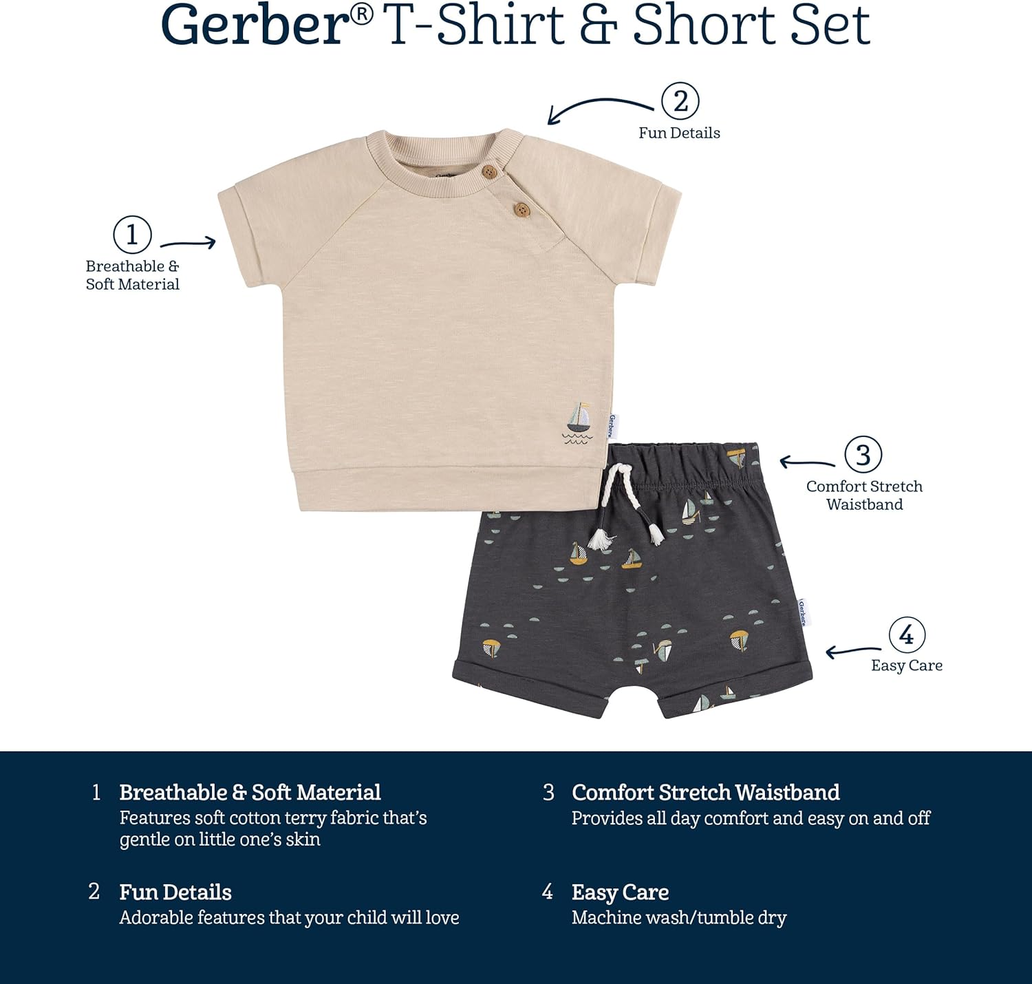 Gerber Baby Boys T-Shirt Shorts Set