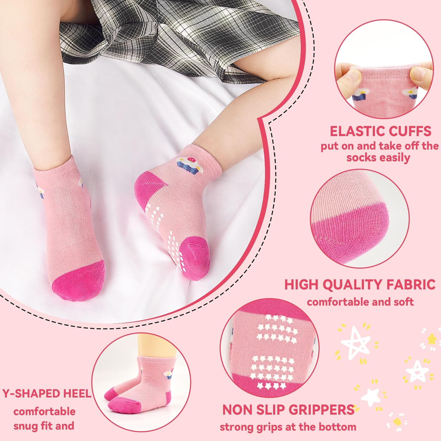 Cushy Grip Non-Slip Baby Socks for Girls Soft toddler wool socks