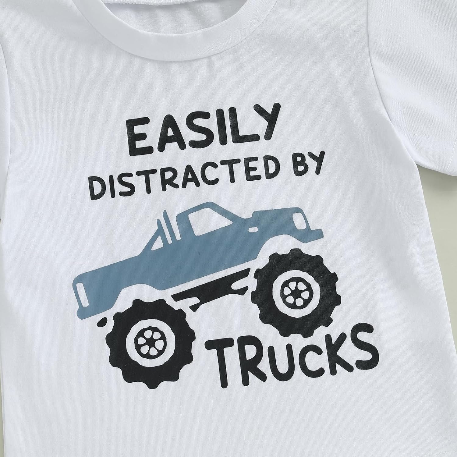MABABY Toddler Boys Truck Print Summer Outfit Set