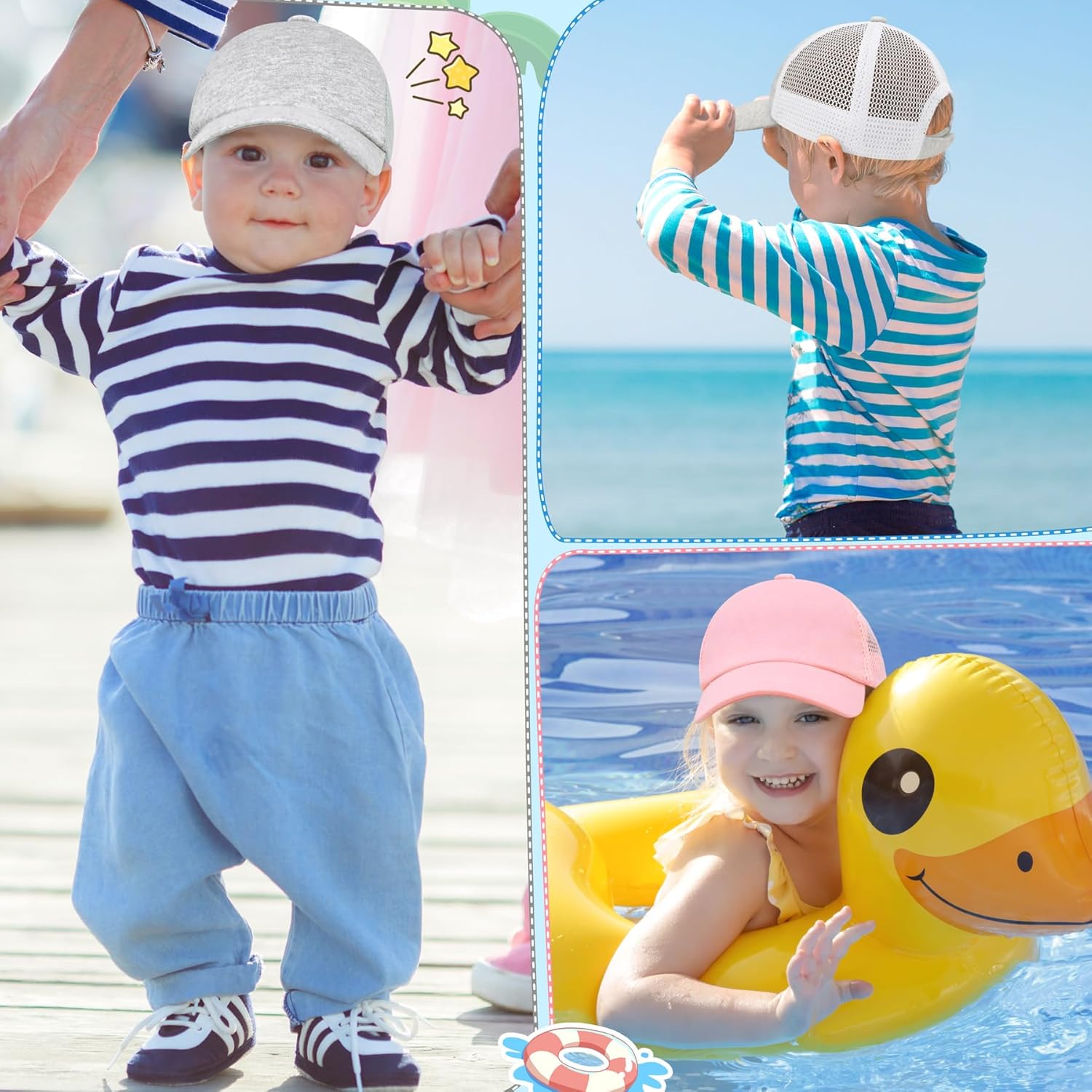 Adorable toddler baseball cap with UPF 50 sun protection and breathable mesh