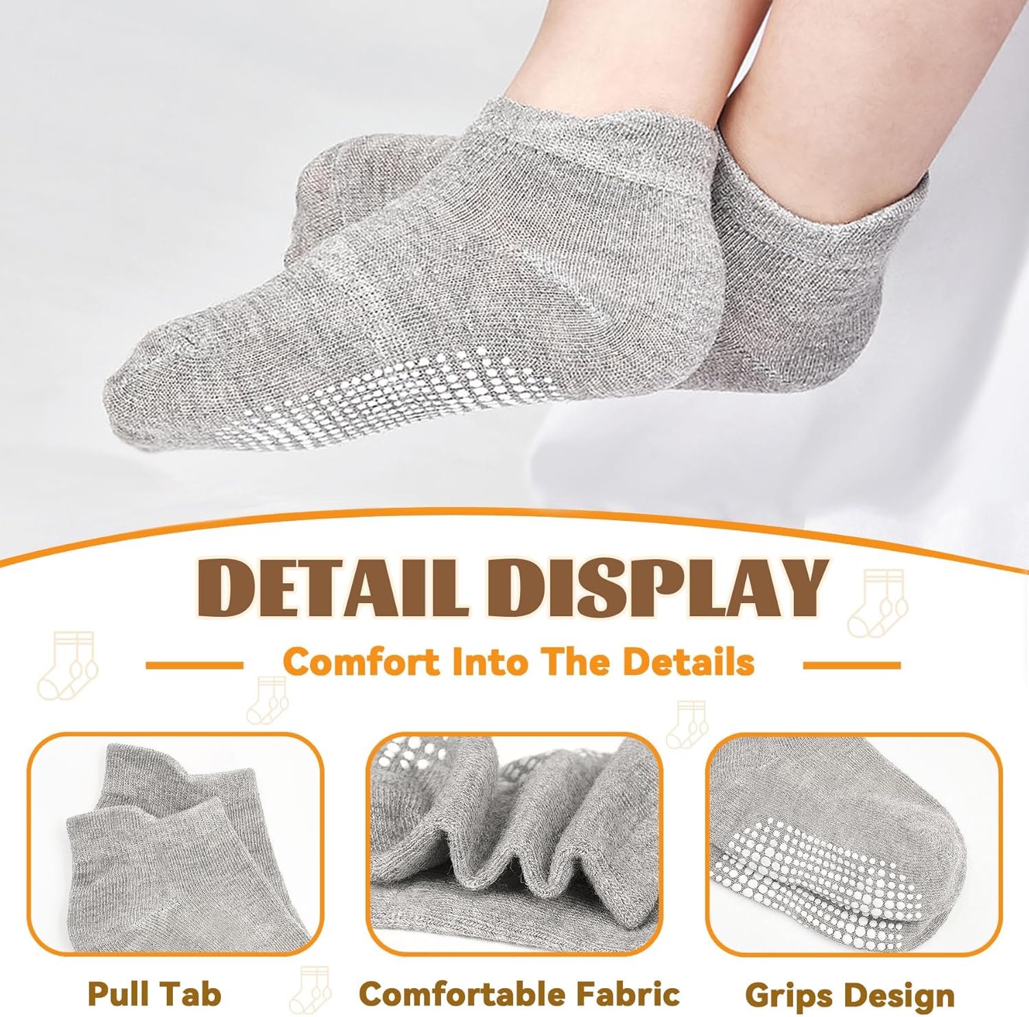 Non-Slip Toddler Socks for 1-7 Years