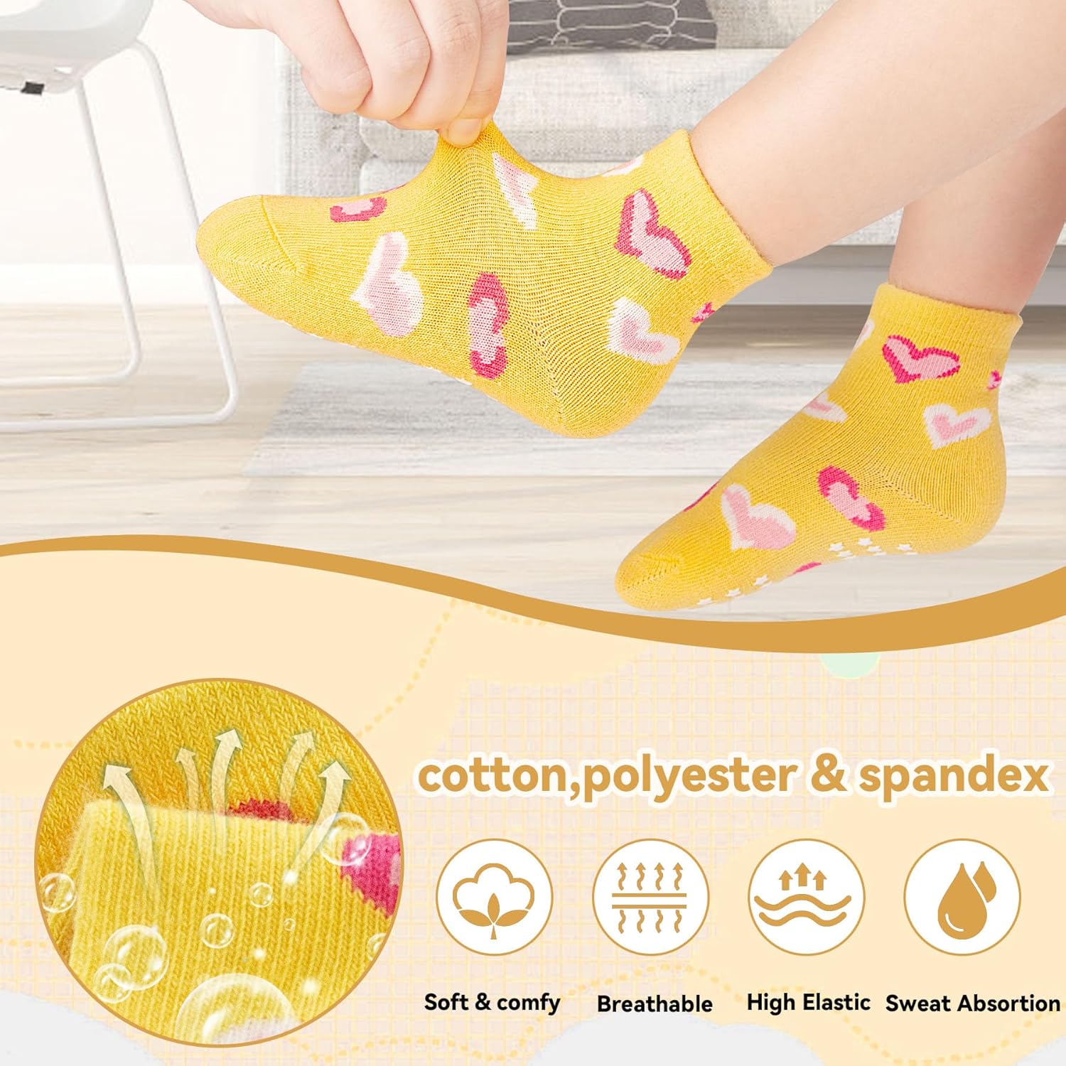 Cushy Grip Non-Slip Baby Socks for Girls Soft toddler wool socks