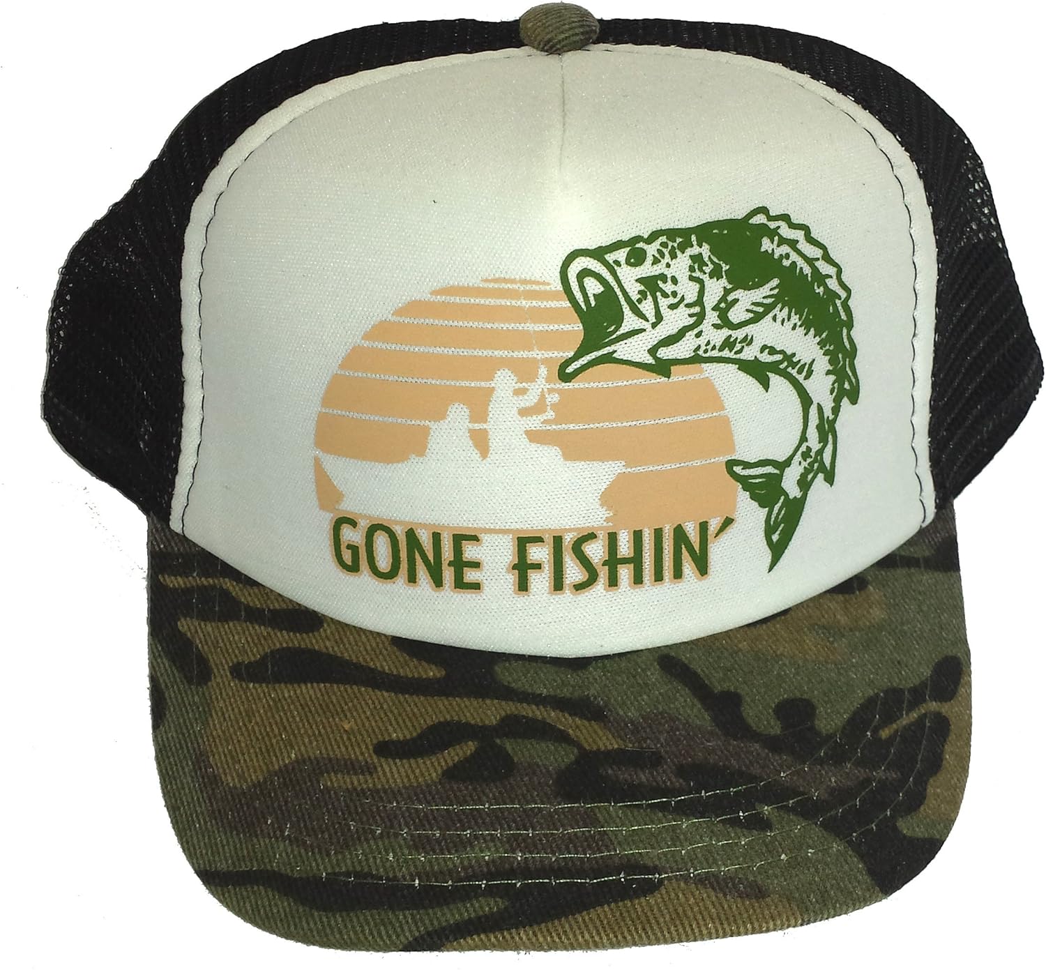 THATSRAD Toddler Kids Gone Fishin Fishing Mesh Trucker Hat Cap Camouflage Camo