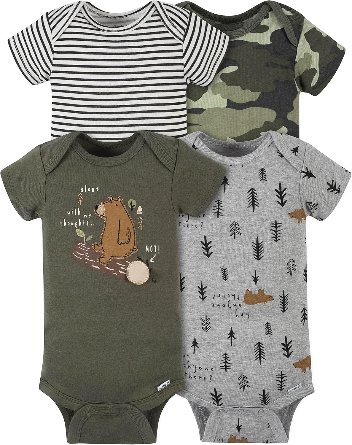 Gerber Baby Boys Four-Pack Short Sleeve Onesies Bodysuits