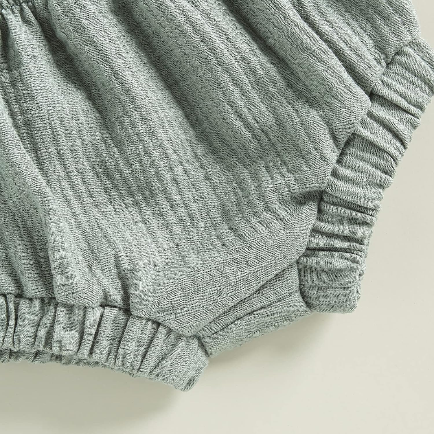 Omkzanbi 2-Piece Summer Cotton Linen Shorts Outfit for Baby