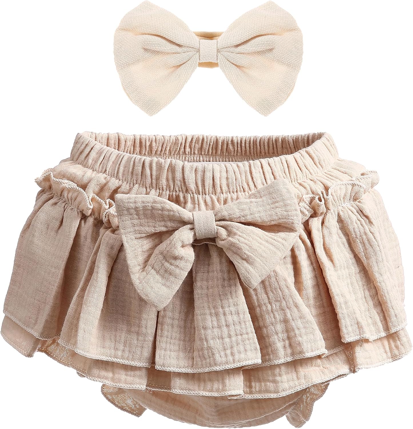 Newborn Girl Cotton Skirt Set with Built-in Shorts