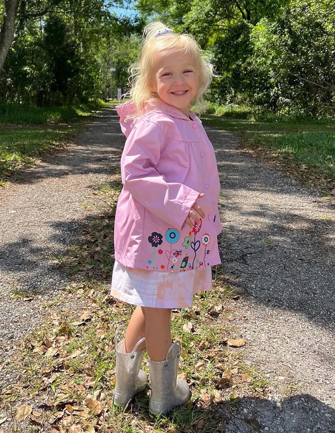 Arshiner Girl Baby Waterproof Hooded Raincoat Jacket for All Seasons