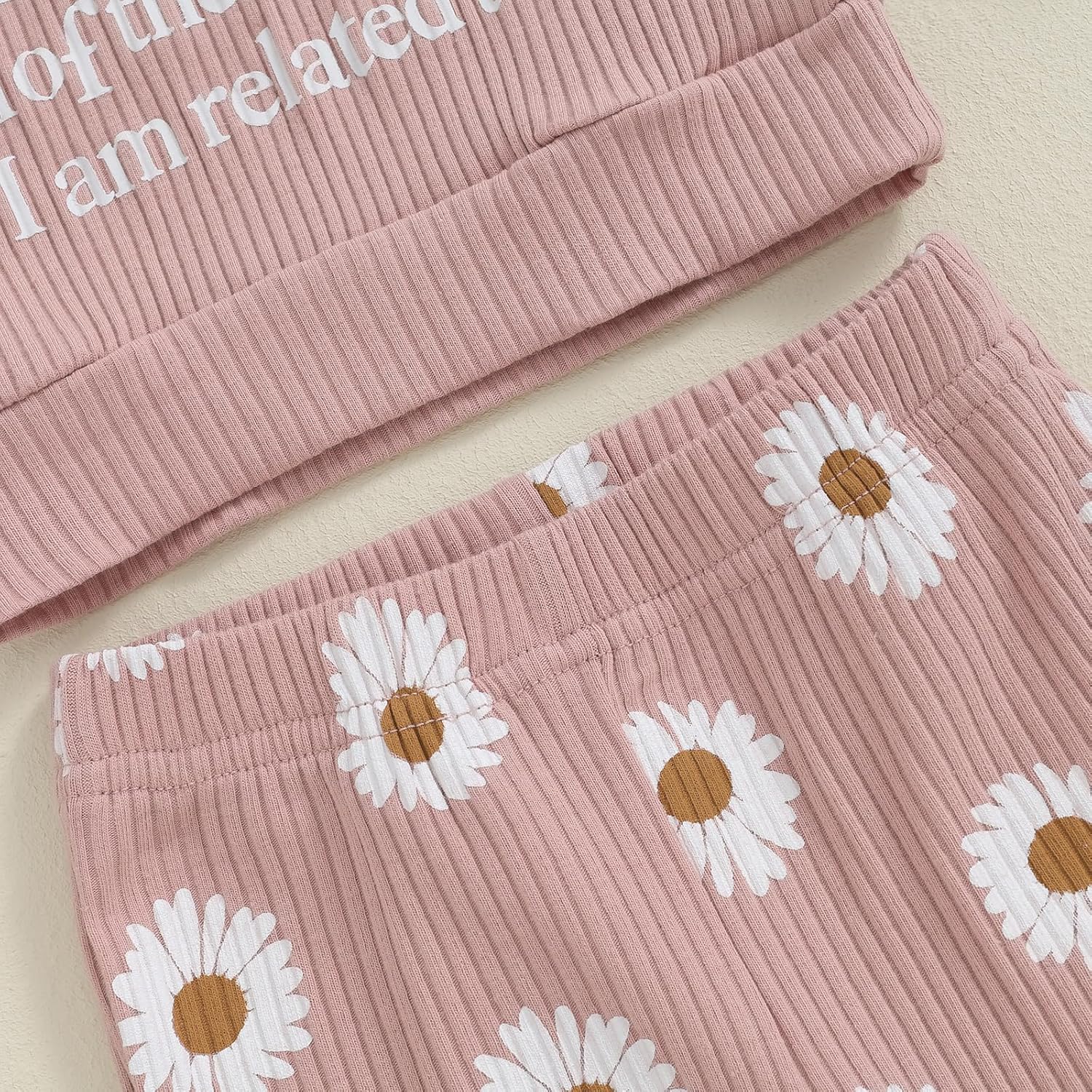 Newborn Baby Girl Cozy Warm Fall Flared Pants Set with Contrast Collar