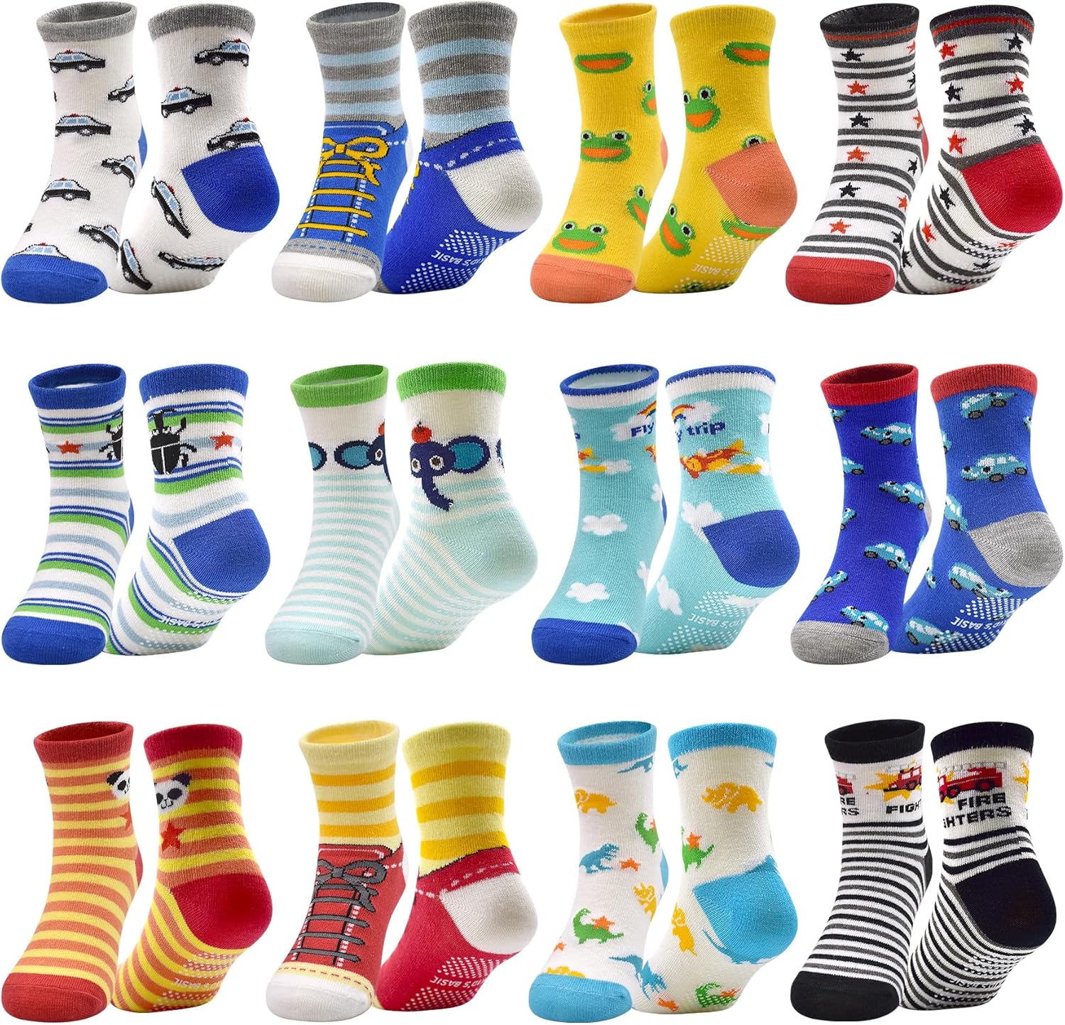SkiBeaut Non-Slip Crew Socks for Babies Kids 0-7