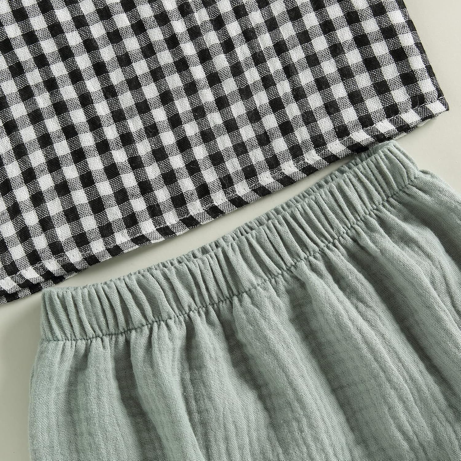 Omkzanbi 2-Piece Summer Cotton Linen Shorts Outfit for Baby