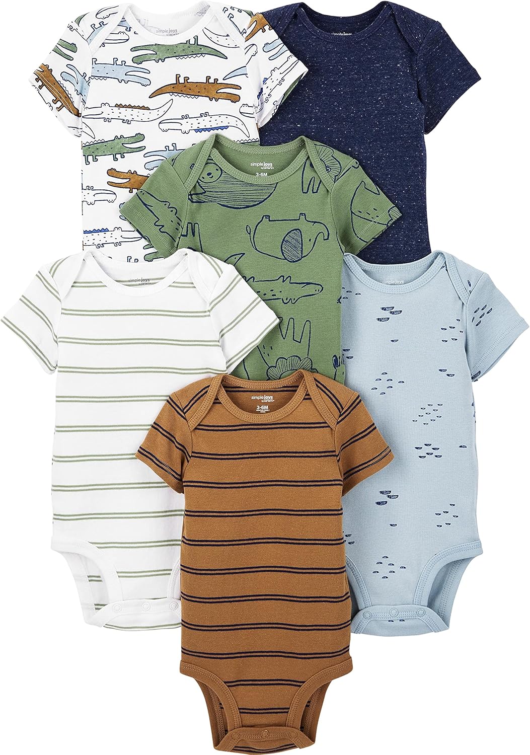 6-Pack Body Suits Set for Boys