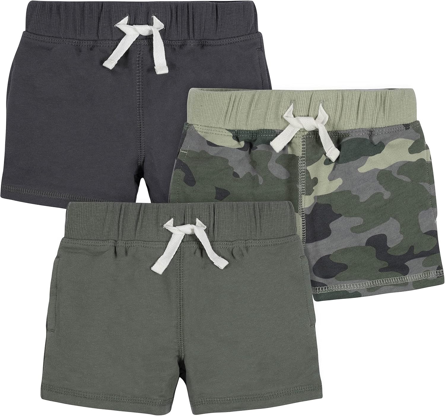 Gerber 3-Pack Knit Shorts for Toddler Boys Elastic Play Style