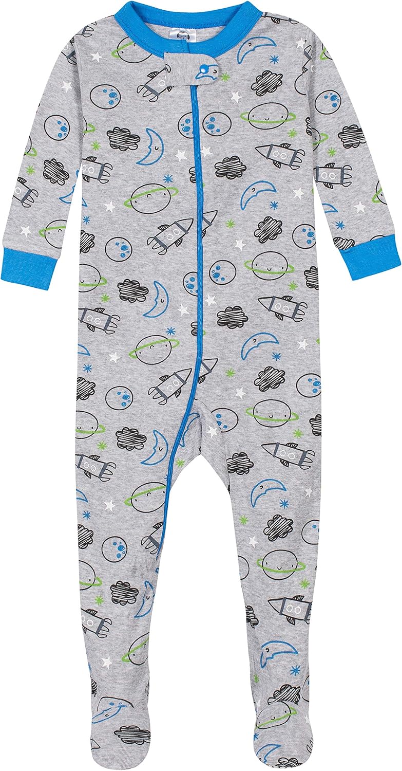Gerber Baby Boys 4-Pack Footed Pajamas for Safe Sleep
