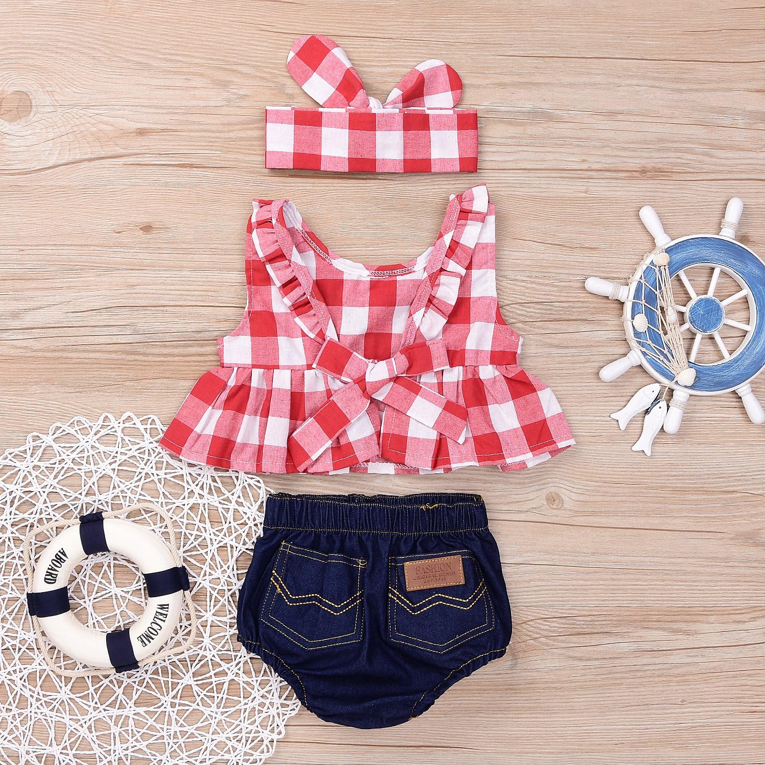 Perfect Baby Girl Outfit STylish Tank Top Denim Shorts for Girls