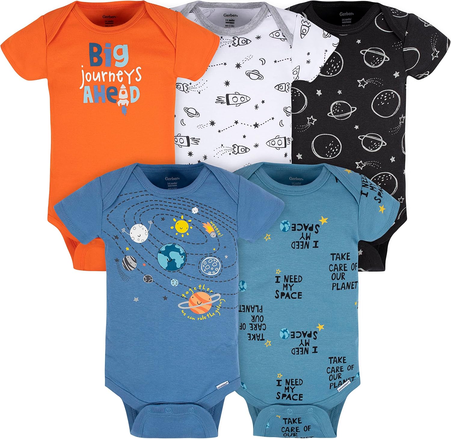 Gerber Baby-Boys 5-Pack Short Sleeve Onesies Perfect for Layering