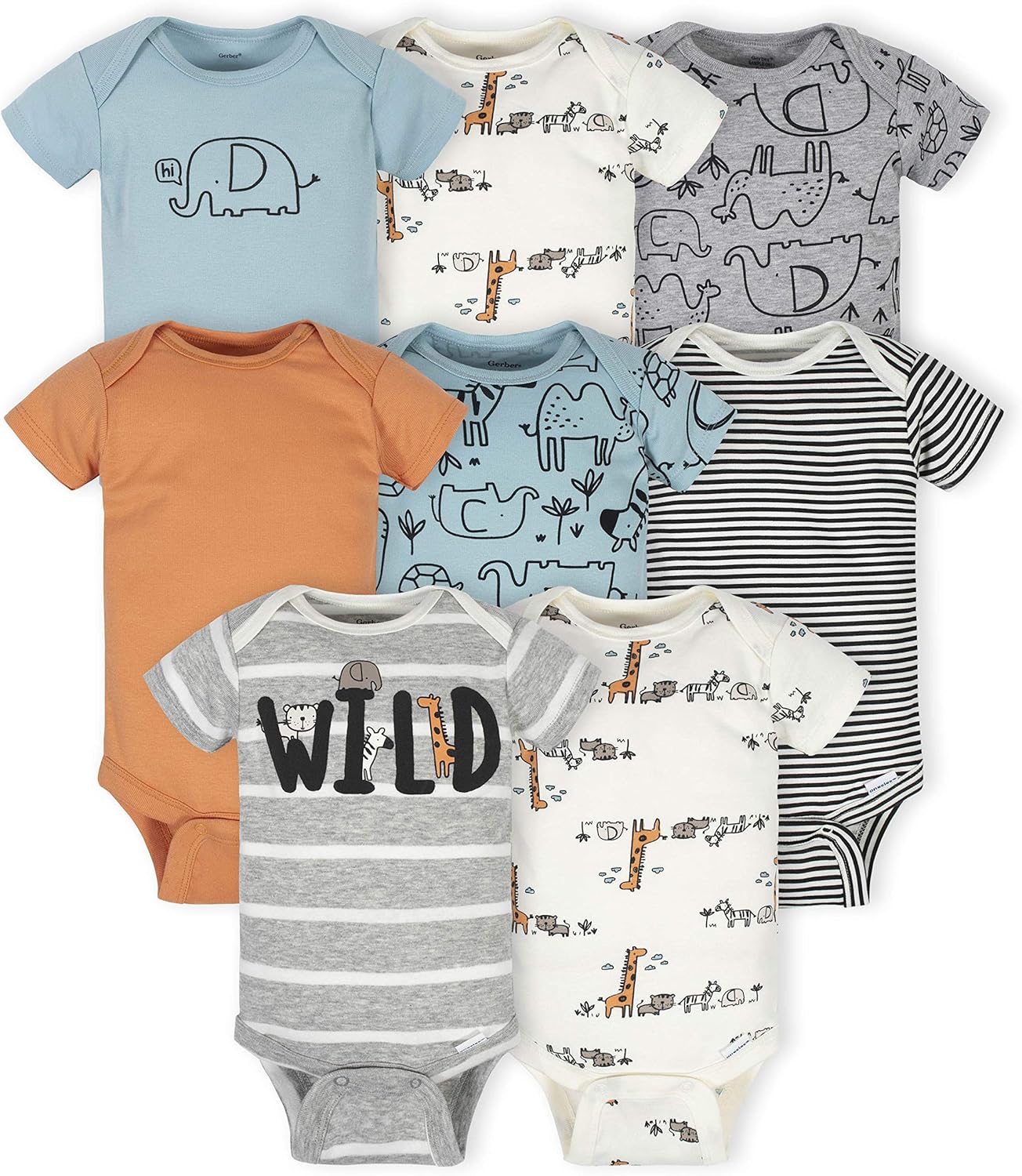 Gerber Baby Boys 8-Pack Short Sleeve Onesies Bodysuits