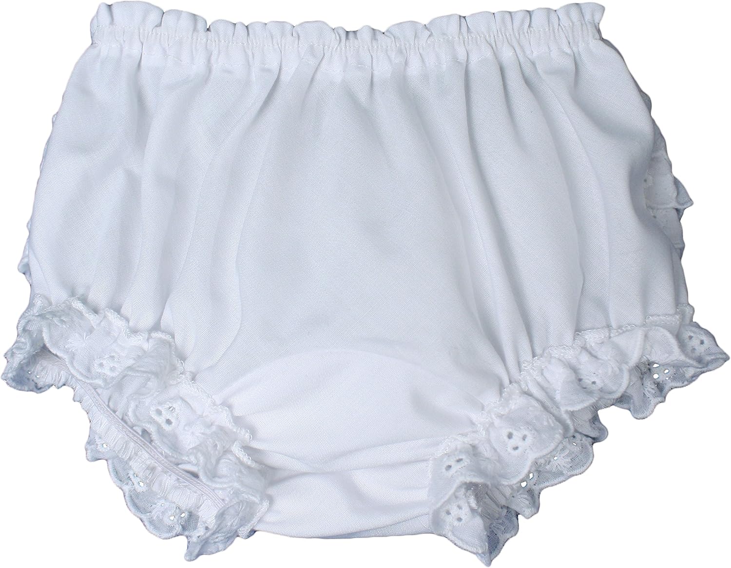 Little Things Mean A Lot Baby Girls White Elastic Bloomer Diaper Cover