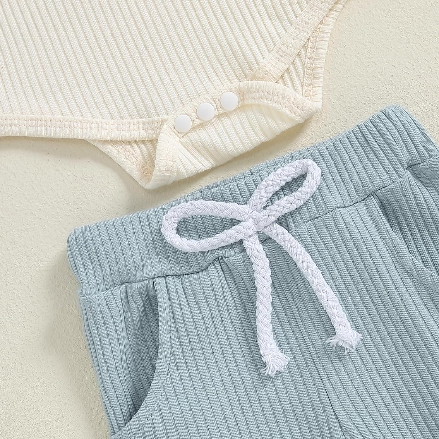 Baby Boy 3-6-12-18 Months Ribbed Knit Romper and Pants Set