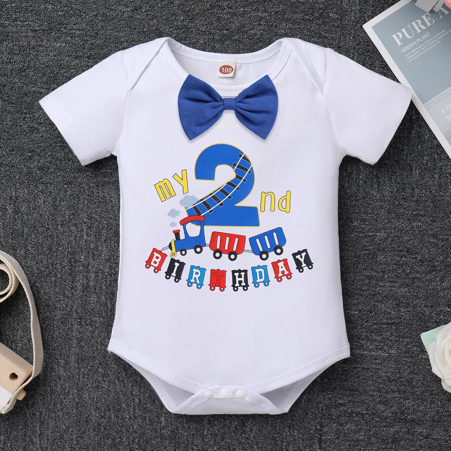 IBTOM CASTLE 1st Birthday Outfit - Jungle Woodland Animal Romper Bloomers Suspenders 3PCS