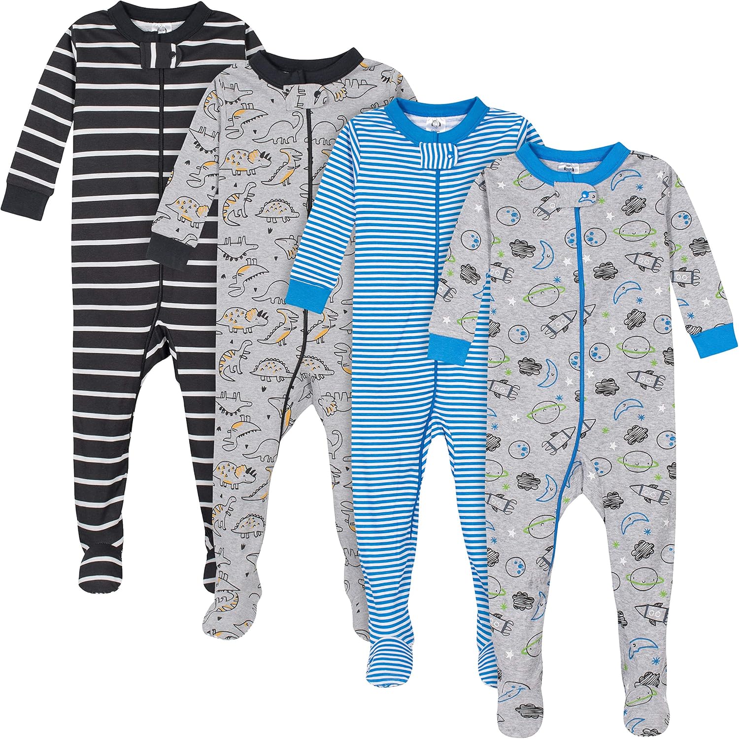 Gerber Baby Boys 4-Pack Footed Pajamas for Safe Sleep