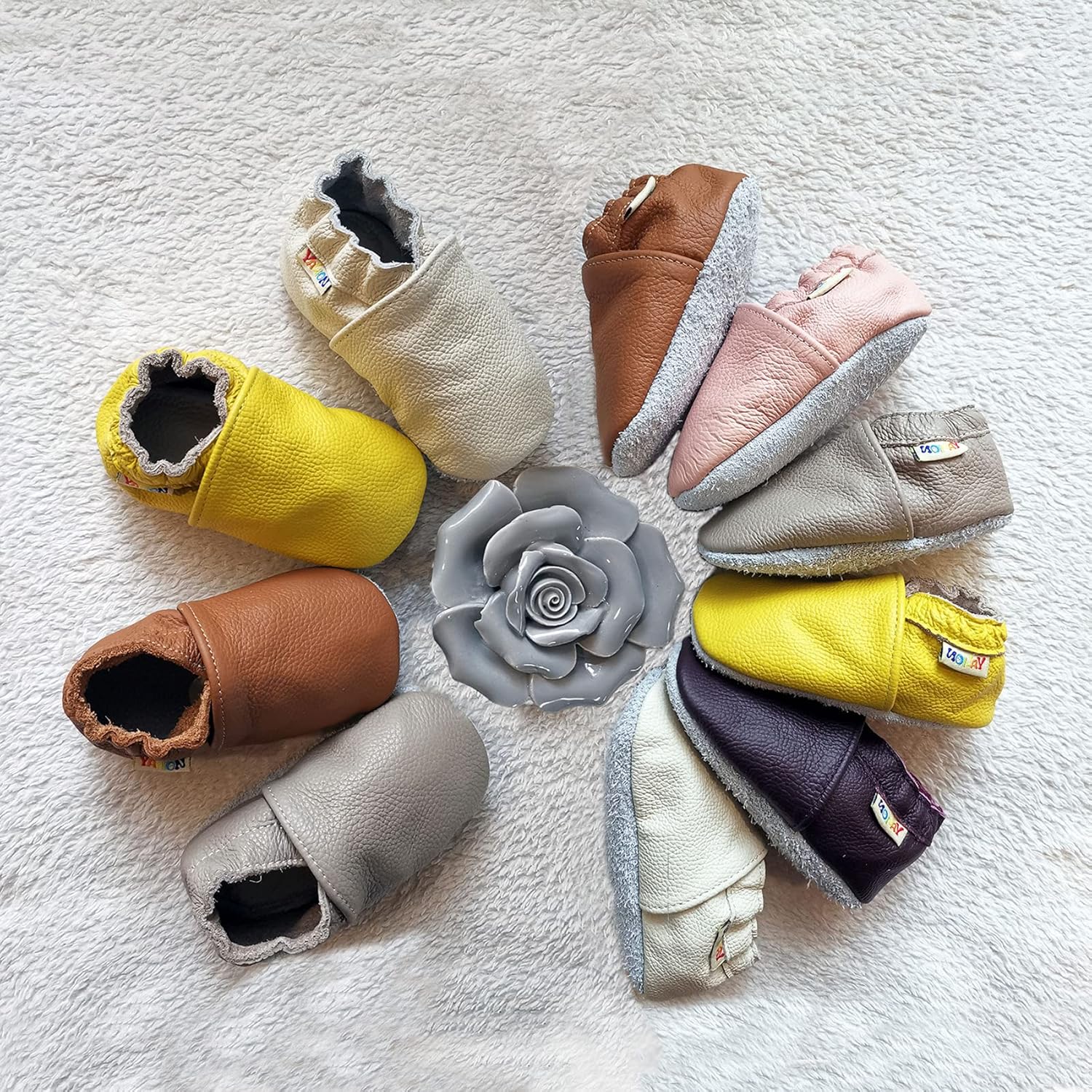 YALION Soft Leather Slip-On Anti-Slip Moccasins for Babies