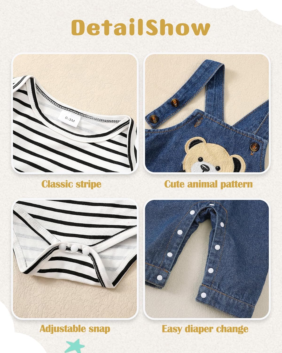 Unique Stripe Animal Romper for Newborn Boy
